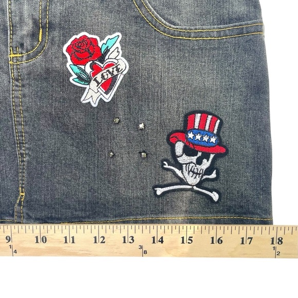 Sexy Punk Rock Denim Mini Skirt XS Custm by Madz  Goth Metal Festival Outfit - Picture 15 of 16